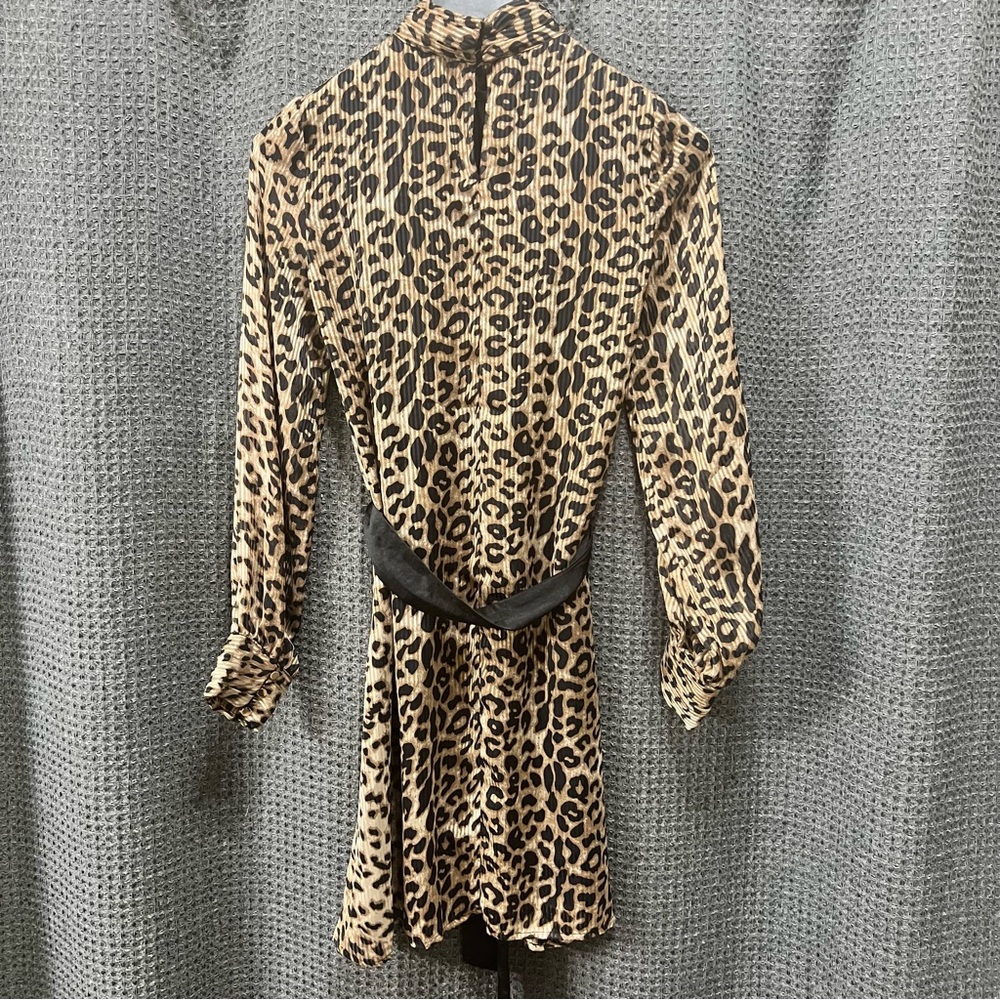 Sugar Lips Leopard Print High Neck Belted Dress Size XS - Picture 2 of 8